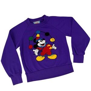 Sunday‎ Comics Disney Mickey Mouse Sweatshirt 6-6X Purple Vintage Retro Chenille
